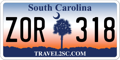 SC license plate ZOR318