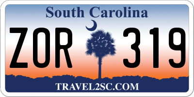 SC license plate ZOR319