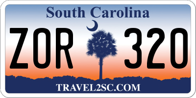 SC license plate ZOR320