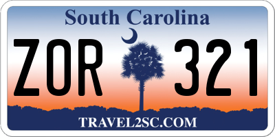 SC license plate ZOR321