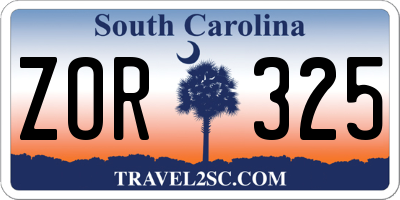 SC license plate ZOR325