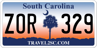 SC license plate ZOR329