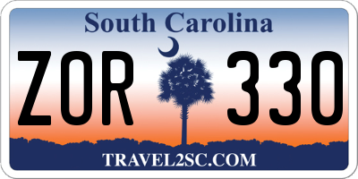 SC license plate ZOR330