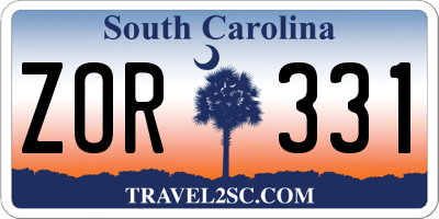 SC license plate ZOR331