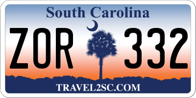 SC license plate ZOR332