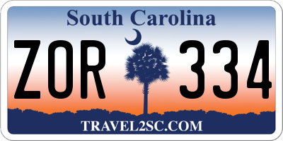 SC license plate ZOR334