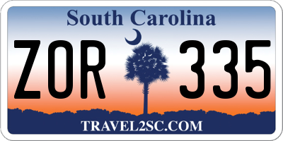 SC license plate ZOR335