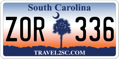 SC license plate ZOR336