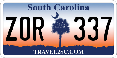 SC license plate ZOR337