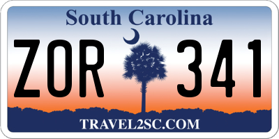 SC license plate ZOR341