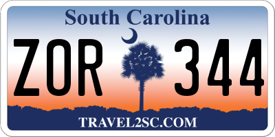 SC license plate ZOR344