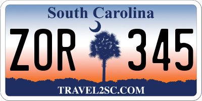 SC license plate ZOR345