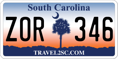 SC license plate ZOR346