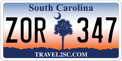 SC license plate ZOR347