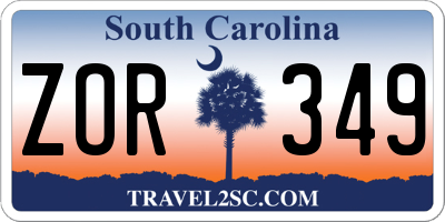 SC license plate ZOR349