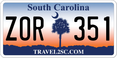SC license plate ZOR351