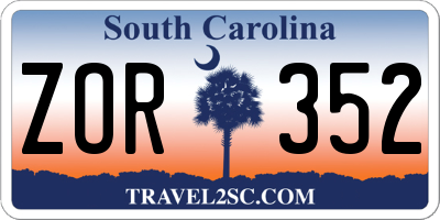 SC license plate ZOR352