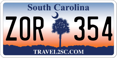 SC license plate ZOR354