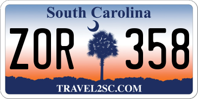SC license plate ZOR358