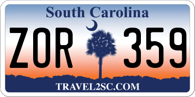 SC license plate ZOR359