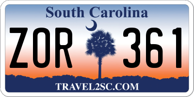 SC license plate ZOR361