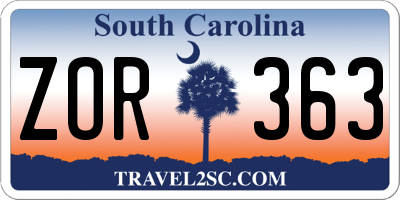 SC license plate ZOR363