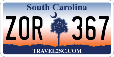 SC license plate ZOR367