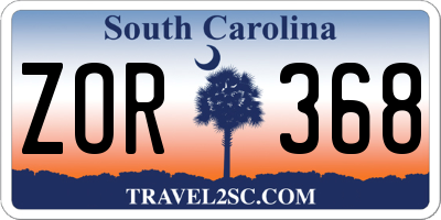 SC license plate ZOR368