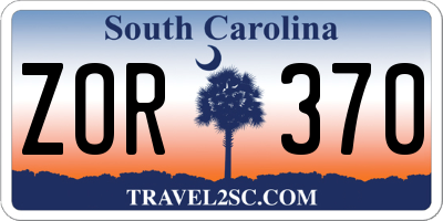 SC license plate ZOR370