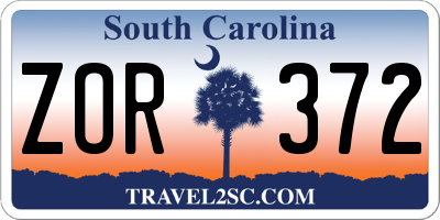 SC license plate ZOR372