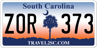SC license plate ZOR373