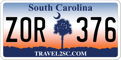 SC license plate ZOR376
