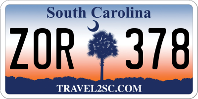 SC license plate ZOR378