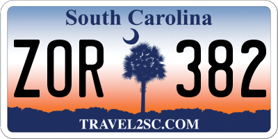 SC license plate ZOR382