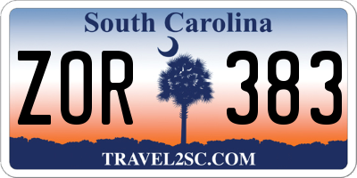 SC license plate ZOR383