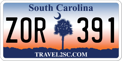 SC license plate ZOR391