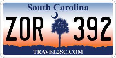 SC license plate ZOR392