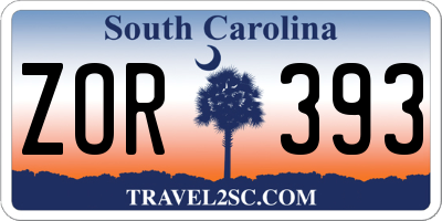 SC license plate ZOR393