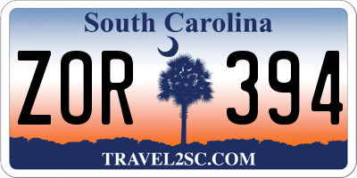 SC license plate ZOR394