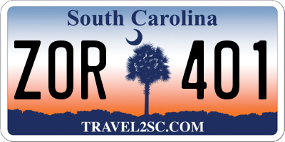SC license plate ZOR401