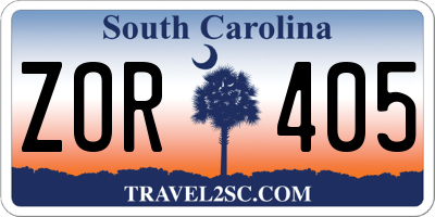 SC license plate ZOR405
