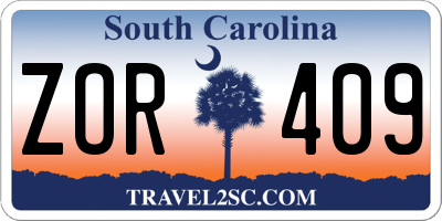 SC license plate ZOR409