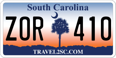 SC license plate ZOR410