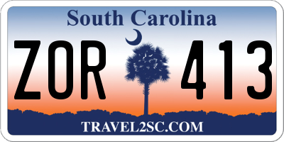 SC license plate ZOR413