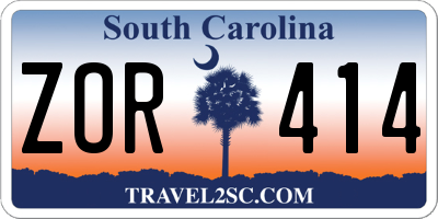 SC license plate ZOR414