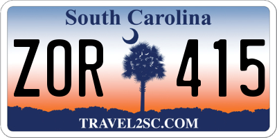 SC license plate ZOR415