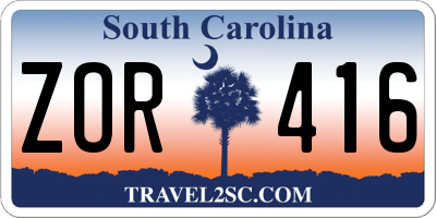 SC license plate ZOR416
