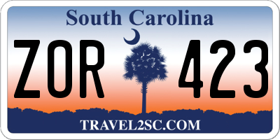 SC license plate ZOR423