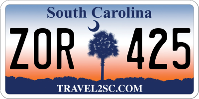 SC license plate ZOR425