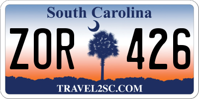 SC license plate ZOR426